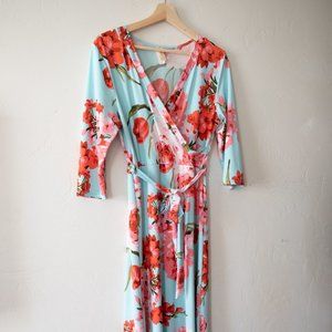 Teal floral maxi dress